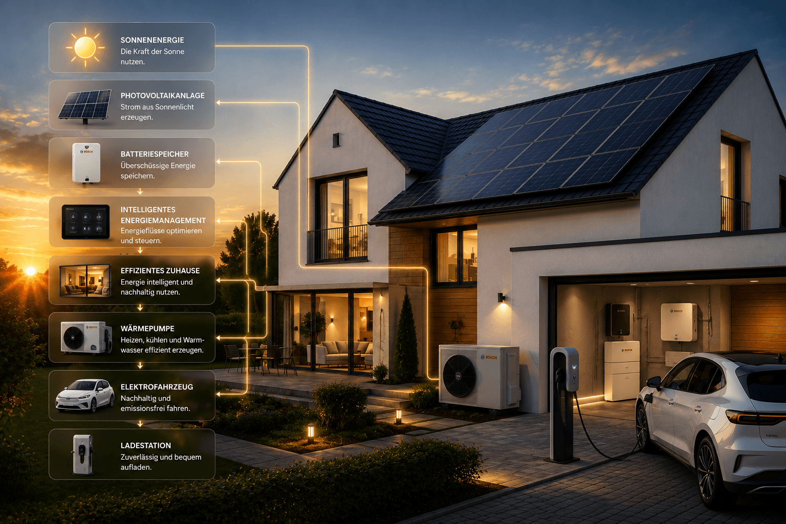Modernes Haus mit intelligenten Energielösungen